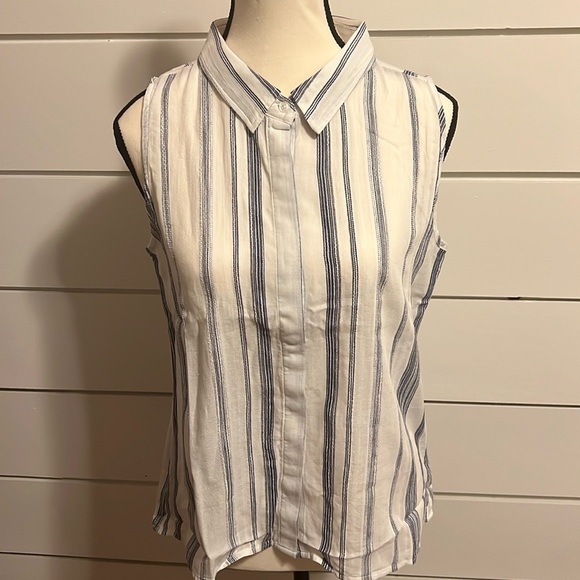 Miss Me Tops - Miss Me Striped Button Down Tank